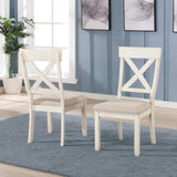 Prato Wood Cross Back Upholstered Dining Chairs, Set Of 2, Antique White T2574P164556