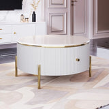 Modern Round Coffee Table with 2 large Drawers Storage Accent Table N735P211280K
