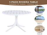 Summer - Modern White Round Plastic Table 36 Inch Indoor/Outdoor Dining Table & Coffee Table, W3450P323346