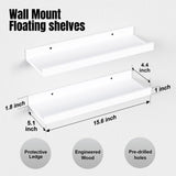 Floating Shelves Wall Mounted Set of 2, Modern White Shelves for Room W2181P194271