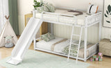 ZNTS Metal Bunk Bed with Slide, Twin over Twin, White MF285671AAK