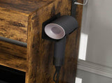 Vanity Table with Mirror & Adjustable LED Lights, Power Outlet, Hairdryer Holder & Stool Compact 18725352