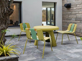 Summer - 4-Pack Modern Striped Color Block Chairs Indoor/Outdoor PP Plastic Seat & Sturdy Metal W3450P447384