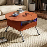 Round Lift-Top Coffee Table with Wheels, Metal Frame and Multi-Color Lighting in 27.6" GL-N735P231430N