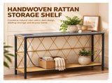 41.7" Console Table with Power Outlet, 2-Tier Hand Woven Paper Rope Shelf, Industrial Entryway Sofa 50041984