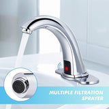 ZNTS Automatic Sensor Touchless Sink Faucet with Deck Plate, Chrome Vanity Faucets, Hands Free DSAT620CH