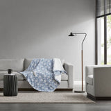 1 PCS 50x60" Dream Soft Heated Throw Blue Geo B035P319634