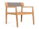CREATIVE BRAIDED ACACIA WOOD OUTDOOR DINING CHAIRS WITH ARMRESTS, SUITABLE FOR OUTDOOR DINING AND N770P269704G