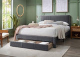 Contemporary 1pc Queen Size Bed w Storage Drawer Charcoal Corduroy Texture Design Platform Bedframe B011P238966