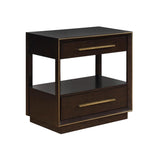 2 Drawers Nightstand with Shelf in Smoked Peppercorn Finish B016P255632