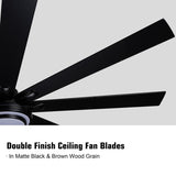 72" Integrated LED Matte Black Large Smart Ceiling Fan with Remote Control W1367139019