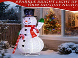 5.7FT Lighted Snowman Holding Candy Cane Christmas Yard Decorations, Pre-lit Pull Up Snowman with 02397479