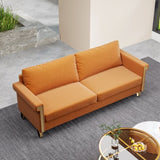 76.34in Wide Modern Orange Velvet Sofa Stylish Living Room Furniture with Gold Metal Legs and Deep W576P146247