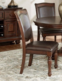 ZNTS Traditional Dining Wooden Side Chairs Set of 2 Brown Cherry Finish Faux Leather Upholstery Home B01149812