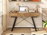 Flip-Top Mirror Vanity Desk 38", 2 AC Outlets USB Type-C Charging Station Makeup Table Computer Desk 76044667