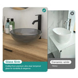 Bathroom Artistic Tempered Glass Vessel Bathroom Sink with Pop-up Drain, Grey W1243P247515