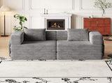 72.4 inch convertible sofa bed, corduroy fabric sofa with two side storage pockets and two cushions, W3505P355571
