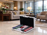 Poker Chip Set with Case, 200 Striped Chips, 2 Card Decks, 5 Dice, Dealer Button, Complete Poker 10664689