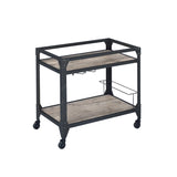 Rustic Oak and Charcoal 2-shelf Serving Cart B062P184580
