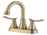 2-Handle 4-Inch Brushed Gold Bathroom Faucet, Bathroom Vanity Sink Faucets with Pop-up Drain and 74919420