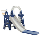 ZNTS Kids Swing and Slide Set 3-in-1 Slide with Basketball Hoop for Indoor and Outdoor Activity W2181139446