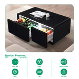 Modern Smart Coffee Table with Built-in Fridge, Bluetooth Speaker, Wireless Charging, Touch Control W1172P175395
