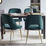 Dark Green Velvet Dining Chairs with Metal Legs and Hollow Back Upholstered Dining Chairs Set of 4 W1164P188246