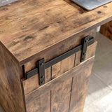 Home Office Desk Distressed Wood One Cabinet Three Shelves Faux Barn Door on Metal Euro Hinges B107P218345