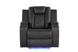 LED & Power Recliner Chair Made With Faux Leather in Gray 659436262294