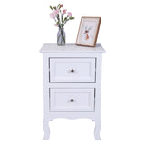 2pcs Country Style Two-Tier Night Tables Large Size White 65778449