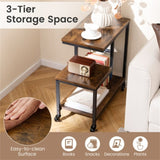 3-layer brown edge table with wheels 09421955