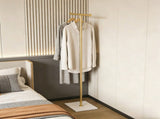 Clothing Rack, Golden Metal Freestanding Heavy Duty Clothes Rack with Marble Base, Multipurpose 09528329