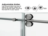60*66" Fixed & Sliding Shower Door, Round Tube Hardware, Clear Glass Shower Door, 3/8 SGCC 93783804