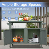 Grill Carts Outdoor Storage Cabinet with Wheels, Metal Outdoor Grill Table Kitchen Dining Table W1859P170274