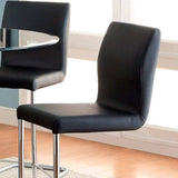 ZNTS Modern Elegance Black Color Leatherette 2pcs Counter Height Dining Chairs Chrome Metal Legs Dining B011P178973