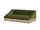 Duchess 33" Medium Princess Pet Bed Sofa with Fringe Skirt, Olive Green Performance Velvet B2719P479031