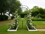 Metal Garden Arch with Gate 79.5'' Wide x 86.6'' High Climbing Plants Support Rose Arch Outdoor W158681132