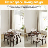 ZNTS Rubber wood soft bag deep walnut dining table and chair set 1 table 4 chairs beige cushion 57935654