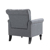 ZNTS Mid-Century Modern Accent, Linen Armchair w/Tufted Back/Wood Legs, Upholstered Lounge Arm W133354606