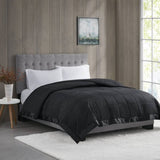 Lightweight Down Alternative Blanket with Satin Trim Black King B035P266699