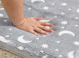 Glow-in-the-Dark Kids Foldable Sofa Bed All-Sponge Single Chaise Lounge Light Grey Star & Moon 72512975