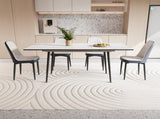 47"-63" expandable dining table set for 2-6 people, equipped with PU fabric thick cushioned dining 60747445