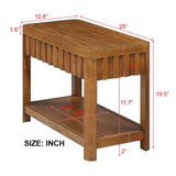 25'' Rectangular Farmhouse End Table with Storage Shelf, Sofa Side Table with Solid Wood Legs for W1202P177312