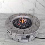 ZNTS 9'' H x 28'' W Fiber Reinforced Concrete Outdoor Fire pit B120P198408