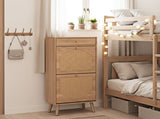 Rattan-covered shoe cabinet with 1 drawer and 2 flip-top drawers, made of particleboard, 60958170