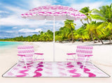 4-Piece Beach Set with 6.2ft Sun-Proof Umbrella, 2 Folding Chairs & 80"x80" Waterproof Blanket-Pink 29218585