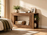 Modern Square Open-Frame Console Table with Side Storage Shelves, RGB LED Lights, APP & Remote 68578674