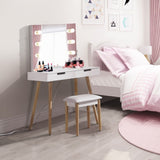 ZNTS Wooden Vanity Table Makeup Dressing Desk with LED Light,dressing table with USB port,White 94258241