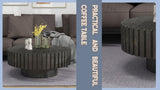 Modern minimalist circular black coffee table, 31.4-inch natural wood color and texture, space W1727P251153