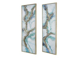Set of 2 Elongated Modern Abstract Oil Painting,, Rectangle Framed Wall Art, 20